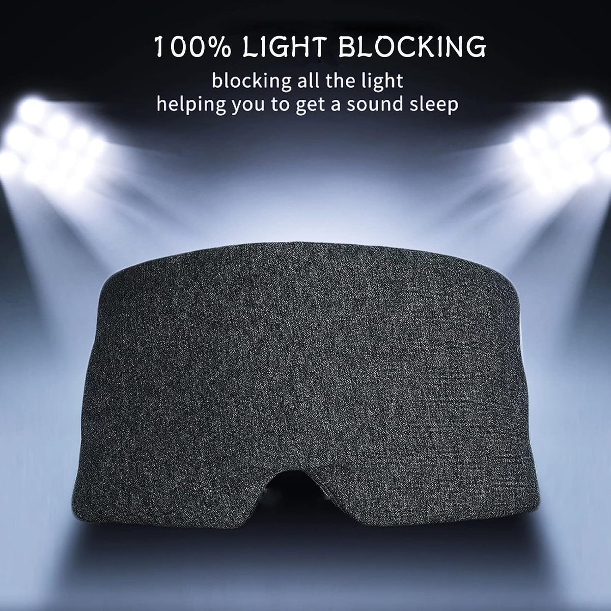 Sleep Mask for Men Women,100% Cotton Sleep Eye Mask with Fully Adjustable Strap, 100% Light Blocking Eye Mask for Sleeping, 0 Pressure Eye Covers for Travel Yoga Nap (Gray)