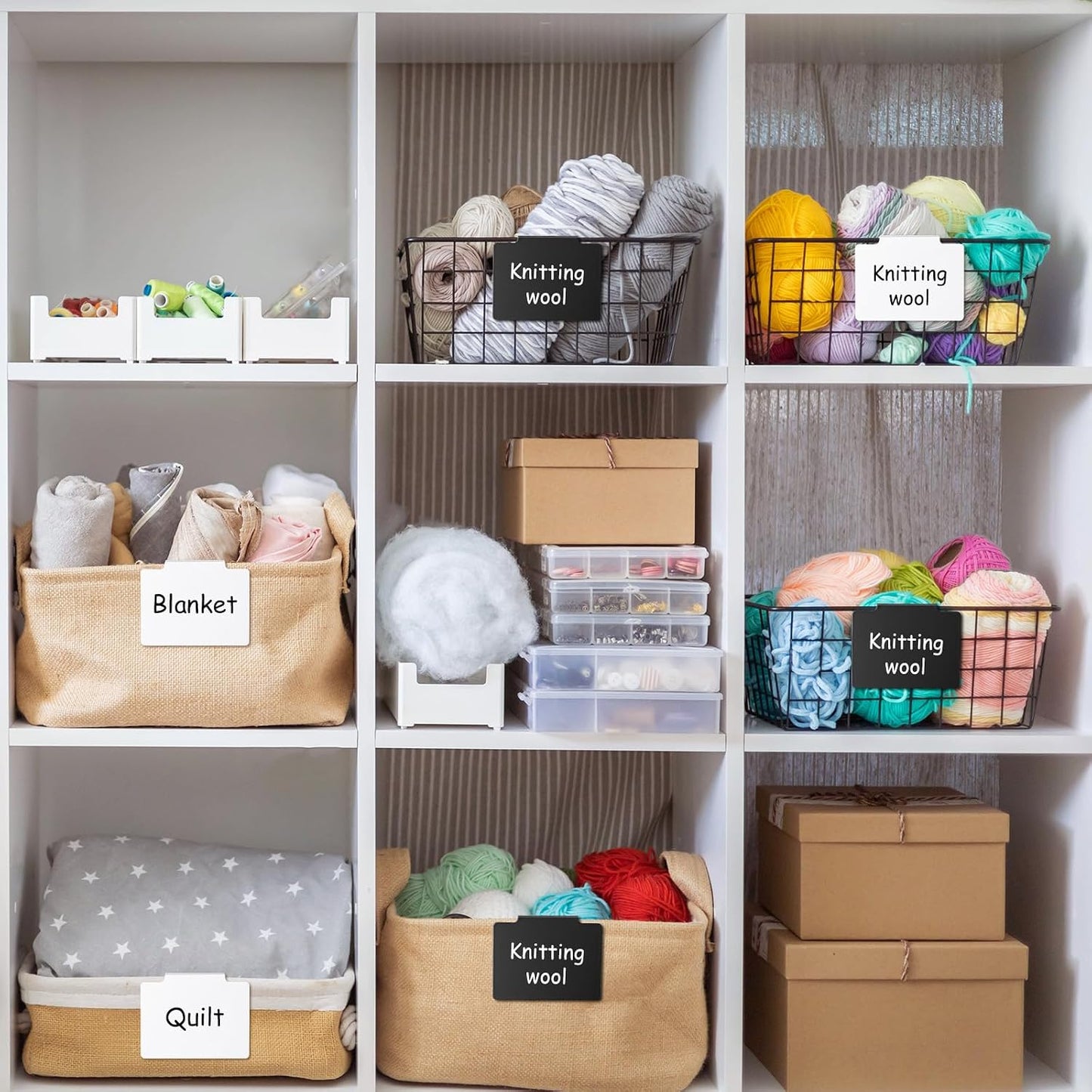 32 Pieces Basket Labels Clip Set, Include 30 Kitchen Clip Label Holder Removable PVC Bin with 2 Chalk Marker for Basket Pantry Organization Box (White Label Clip, Black Pen)