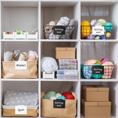 32 Pieces Basket Labels Clip Set, Include 30 Kitchen Clip Label Holder Removable PVC Bin with 2 Chalk Marker for Basket Pantry Organization Box (White Label Clip, Black Pen)