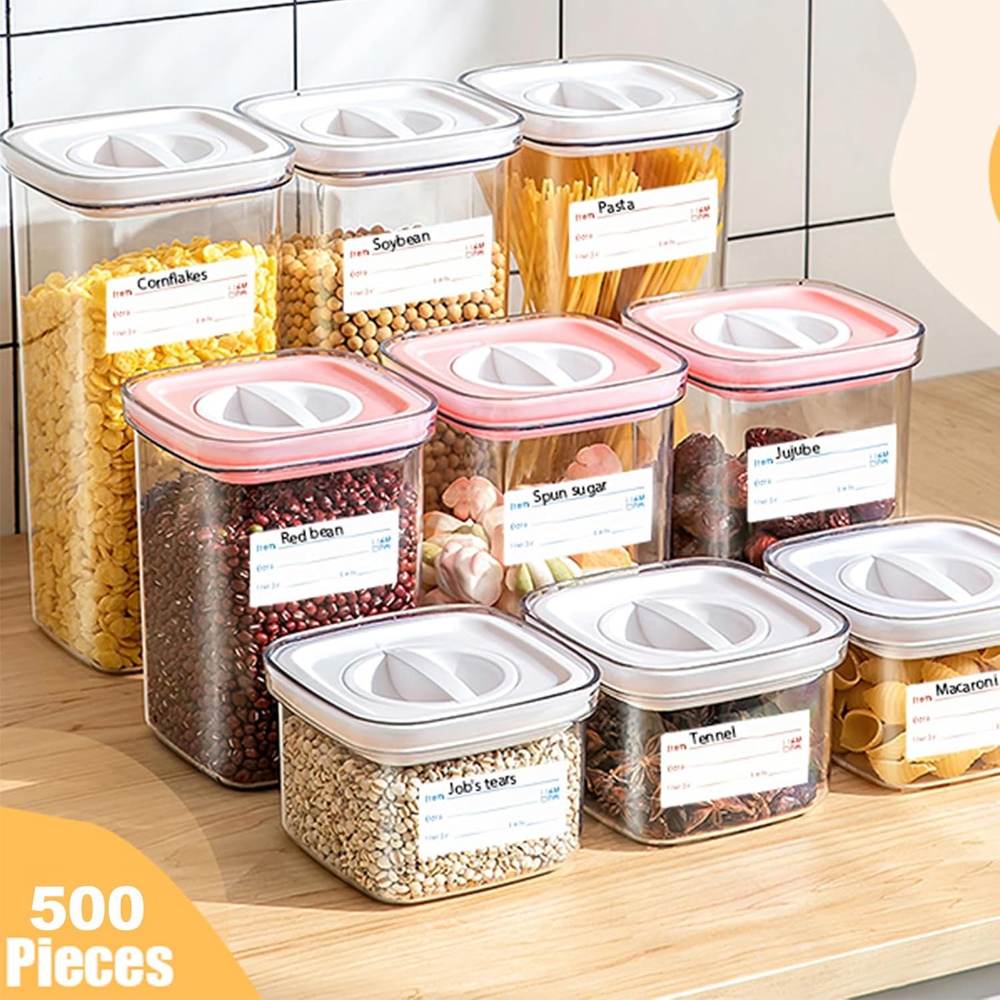 500 Pieces Dissolvable Food Labels,1 x 2inch Food Date Stickers Labels Freezer Labels for Food Containers, Easy to Write On(red)