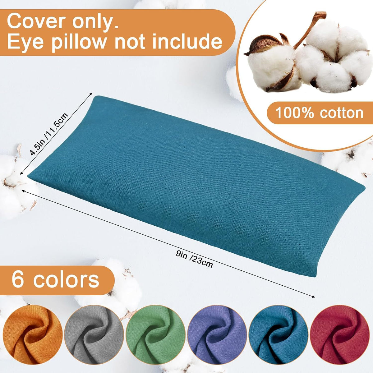 SmoothNovelty 6 Pack Cotton Eye Pillow Cover, for Zipper Yoga Spa