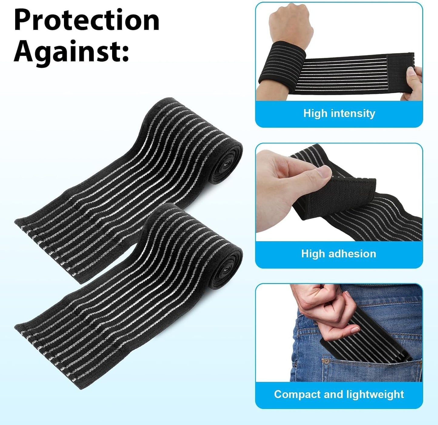 8Pcs Ice Pack Straps, 4 Sizes Elastic Hot Cold Therapy Strap | Adjustable Ice Pack Holder,Ice Belt Extender for Arm,Wrist,Elbow,Ankle Shoulder,Waist,Hip,Thigh,Calf, Hook and Loop Closure