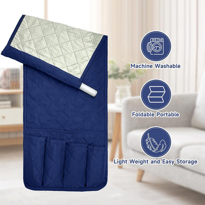 MEHIDFY Sofa Armrest Caddy, Waterproof Bedside Storage Organizer, Non Slip Armchair Pockets, Remote Control Holder for Couch, Handy Pouches with 6 Pockets for TV Remote, Phone, Magazine(Brown)