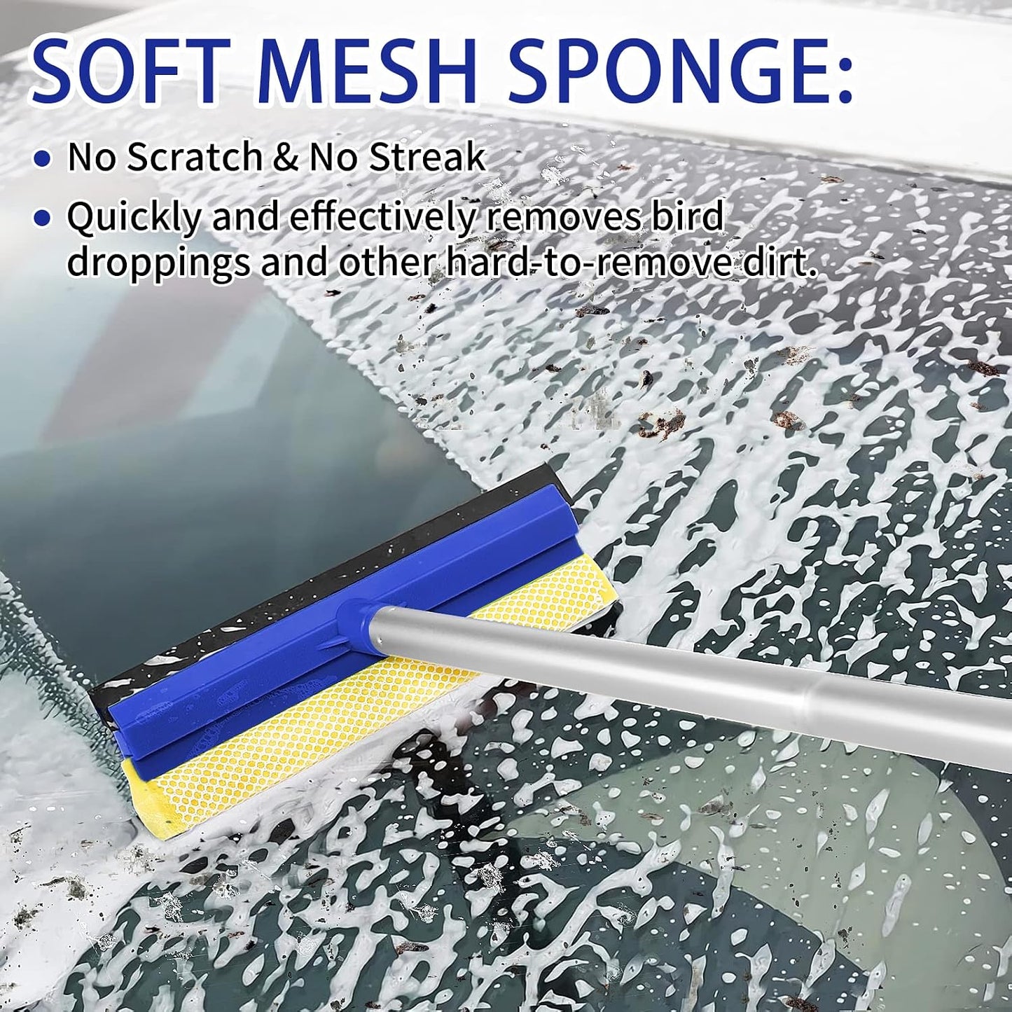 Wontolf 62'' Car Wash Brush Kit with Long Handle, Chenille Microfiber Car Wash Mop Mitt Scratch-Free Car Detailing Cleaning Brush Care Kit Car Cleaning Supplies for Cars RV Truck Boat