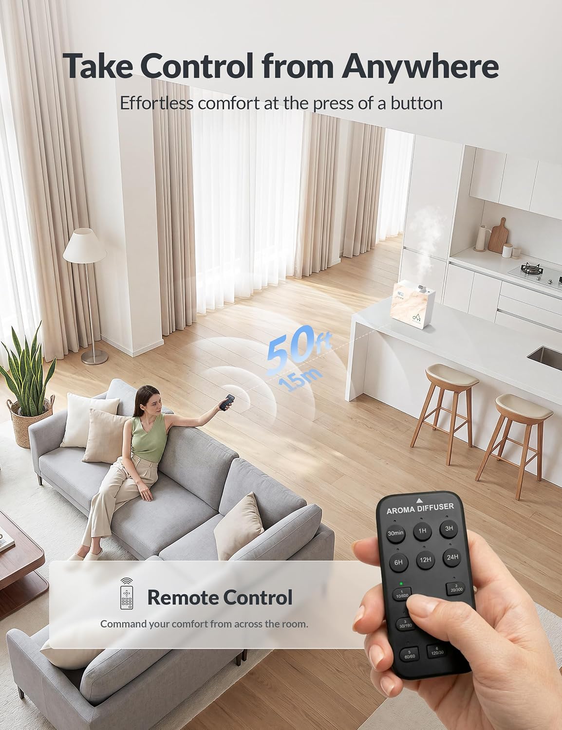 2025 Upgraded 3500 Sq.Ft Smart Scent Diffuser - HVAC System, Whole House Aroma & Hotel Collection Diffuser, Waterless Essential Oil Diffuser for Home Large Room, Cold Air Tech, 600mL (Black)