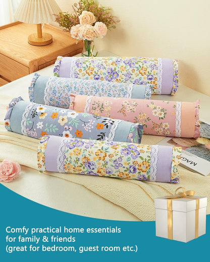 Buckwheat Cervical Pillow for Sleeping, Adjustable Roll Pillow for Neck Relief with Washable Pillowcase, Round Cylinder Bolster for Firm Support, 16x4 inch (Khaki)