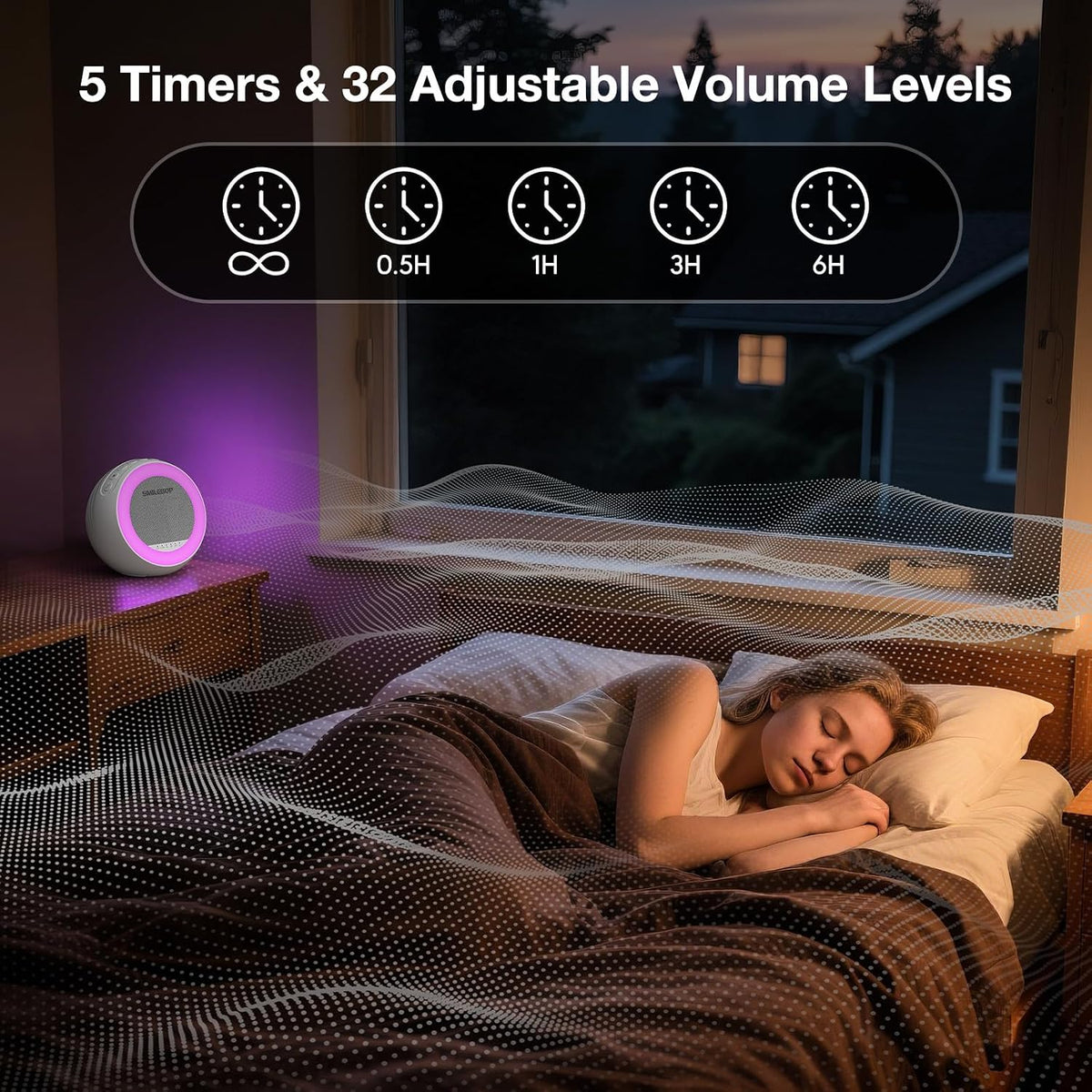 Sound Machine for Baby&Adults with Light, White Noise for Sleeping