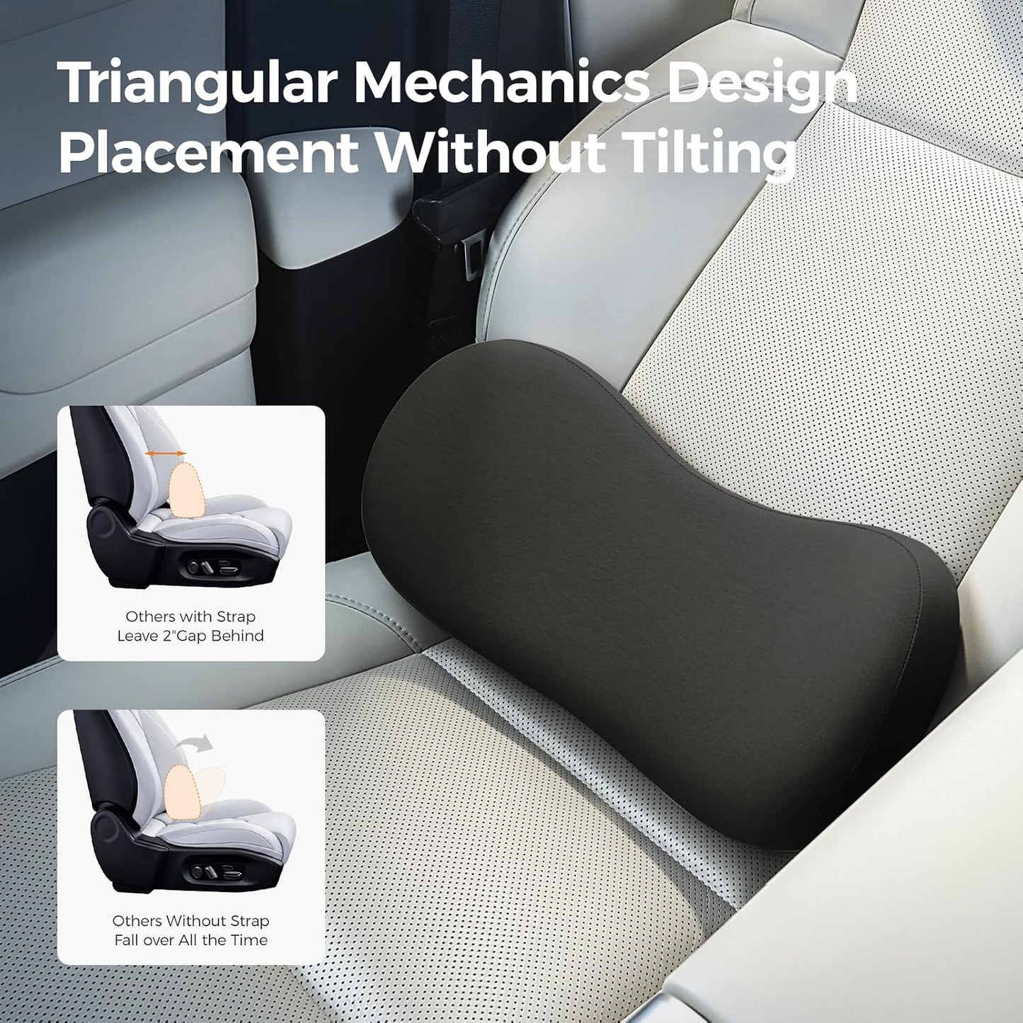 BABUR Lumbar Support Pillow for Car, Coccyx Pain Relief Cushion | Tightly Around the Coccyx, Ergonomics Memory Foam, Skin-Friendly Fabric, Fit Car Drive, Office Chair, Rest Seat, Wheelchair