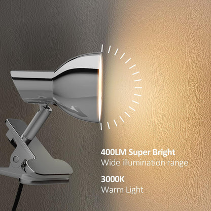 Clamp Light, Super Bright Clip Lamp for Book Reading in Bed Headboard Light, Easy to Attach Illumination Powerful Small Compact Clamp Lamp Black