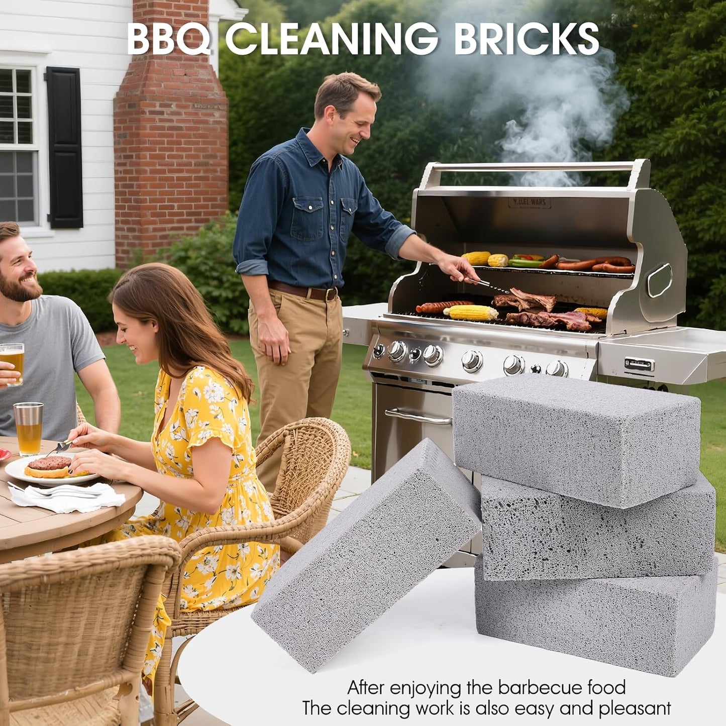 XUDAKAIXIN Grill Cleaning Bricks with Handle, Pumice Griddle Cleaning Stone Removing Stains for Grill,Plattop Griddle,Sink,Cookwares,Floor,Countertop(3-Pack with Handle)