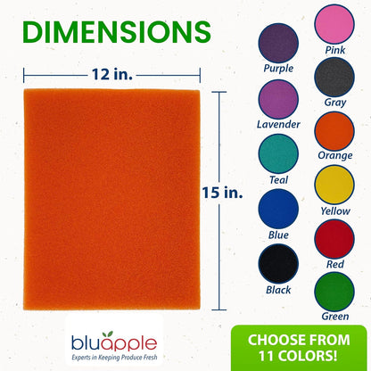Bluapple FreshMats - Refrigerator Bin Liners, Fridge Drawer Mats - Keeps Produce Fresh Longer, Prevents Bruising, Promotes Air Circulation - BPA-Free Polyurethane Foam - (4-Piece Set, 12"x15", Green)