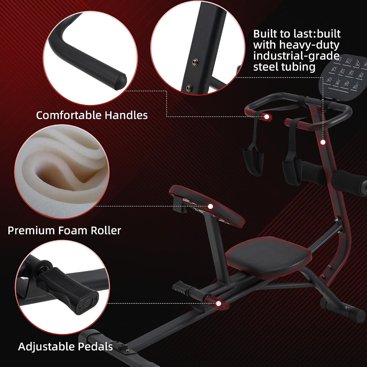Heavy Duty Total Body Stretching Machine for Flexibility | Integrated Exercise Guide, Safety Straps,Adjustable Pedals,350 Capacity,Black,for Home & Gym