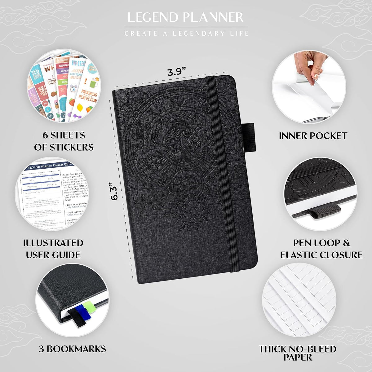 Legend Food Journal, Weight Loss & Meal Tracking Diary 5.8x8.3 Hot Pink