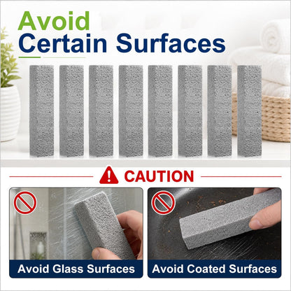 8 Pack Pumice Stone Toilet Bowl Cleaner for Hard Water Rings | Scouring Bars Remove Mineral Buildup, Limescale and Rust from Toilets, Sinks, Bathtubs, Grills and Pool Tile
