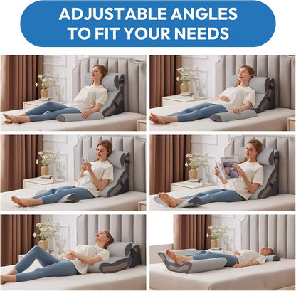 Ahpmeoa Wedge Pillow Set for After Surgery, Back Pillow for Bed Sitting up, 10-in-1 Foam Wedge Pillow for Acid Reflux & Back Pain Relief, Post Surgery Pillow for GERD & Snoring, White