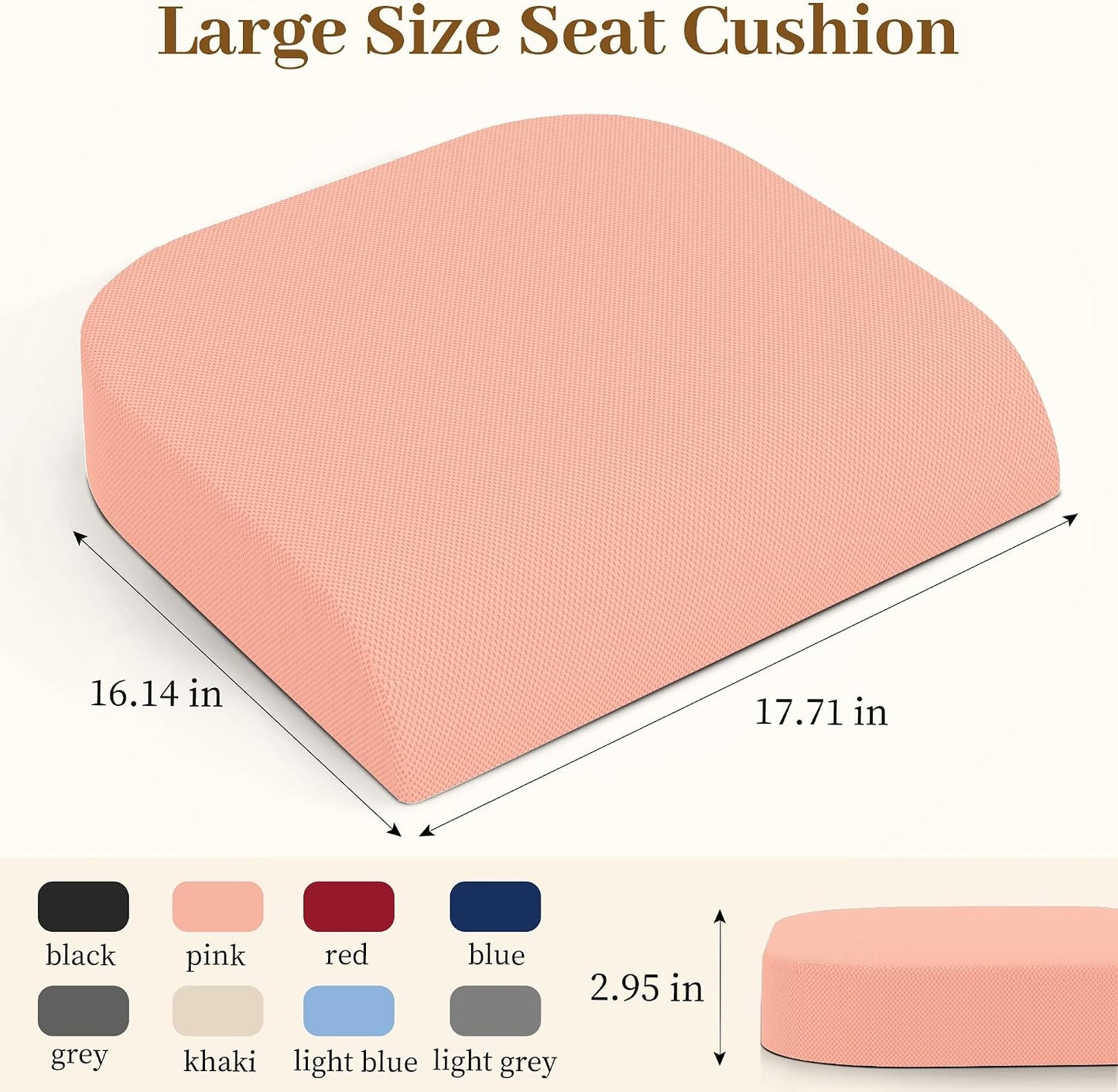 TranquilRelax Memory Foam Seat Cushion for Office Chair, 3-Inch, Black | Medium-firm Support for Long Sitting, Washable Mesh Cover, Non-slip Base, Perfect for Car Seats & Short Drivers