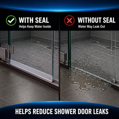 Treela 108-Inch 1" T-Slot Shower Door Seal Strip | Flexible silicone blocks leaks/splashes and replace old, cracked, loose, or missing door sweeps