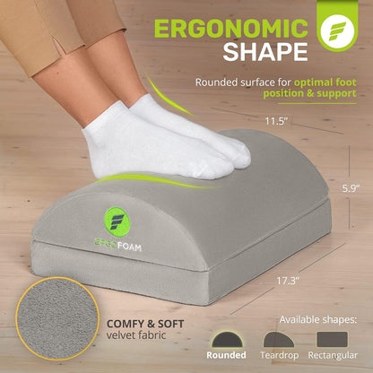 ErgoFoam Foot Rest for Under Desk at Work Adjustable - Chiropractor-Endorsed, High-Density Foam, Velvet (Black)