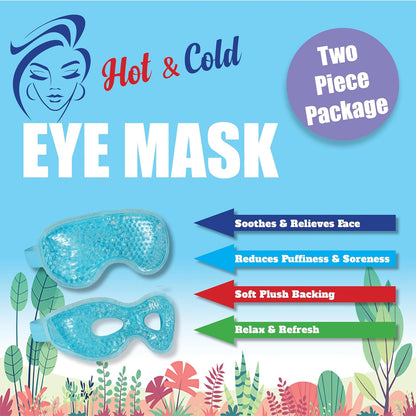 USA Merchant - Cold & Hot Eye Mask Gel Bead Mask for Dry Eyes, Dark Circles, Stress Relief, Migraines, Eye Ice Pack, Reusable, Compress Mask, Convenient Storage Bga (Eye Mask Blue)