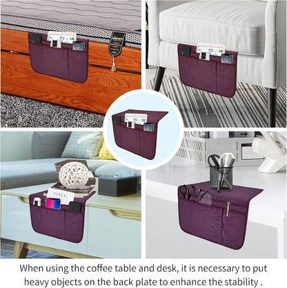 Bedside Caddy Bedside Storage Organizer Magazine Phone Tablet iPad Remote Holder, Organizer Caddy for Home College Dorm Bed, Sofa, Bunk Bed (Grey)