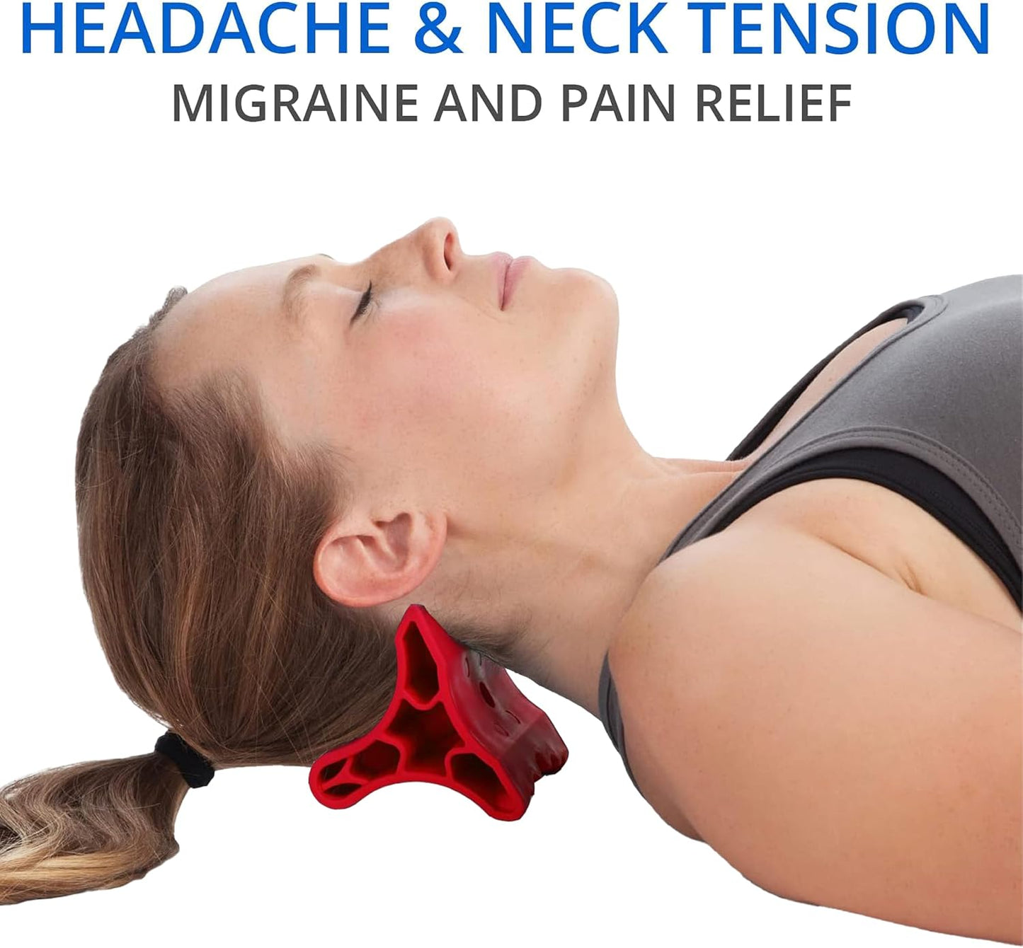 Body Back Davinci Tool - Neck Massager for Pain Relief Deep Tissue - Red | FSA Eligible USA Made Firm Neck Massager, Occipital Release Tool, Pressure Point Massage Tool for Plantar Fasciitis