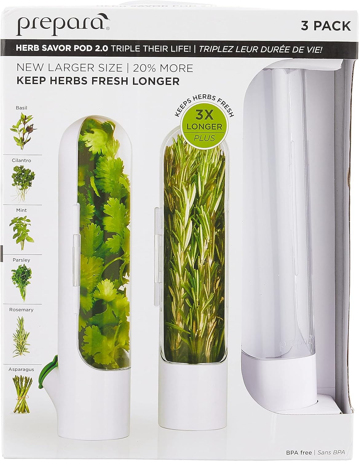Prepara Herb Savor Pod 2.0, Set of 3,White