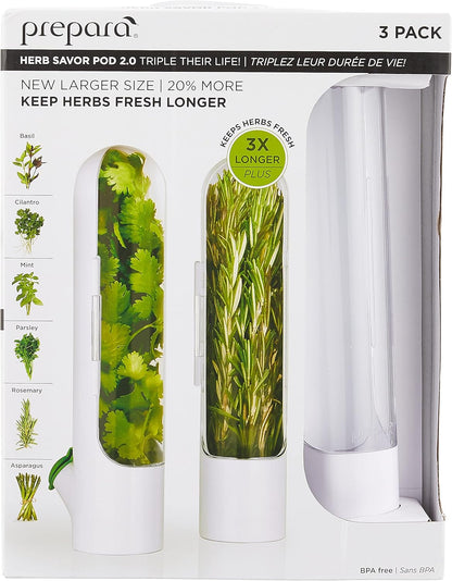 Prepara Herb Savor Pod 2.0, Set of 3,White