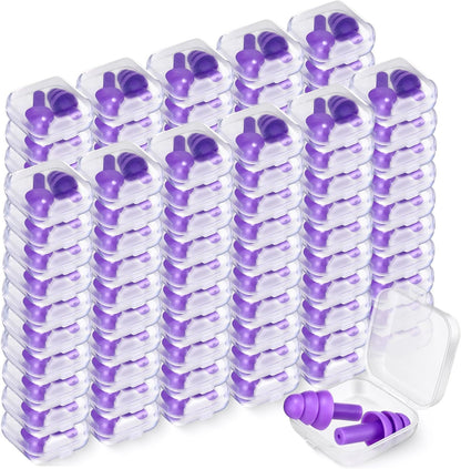 Trelaco 100 Pairs Silicone Ear Plugs Bulk with Case Nrr 29db, Black