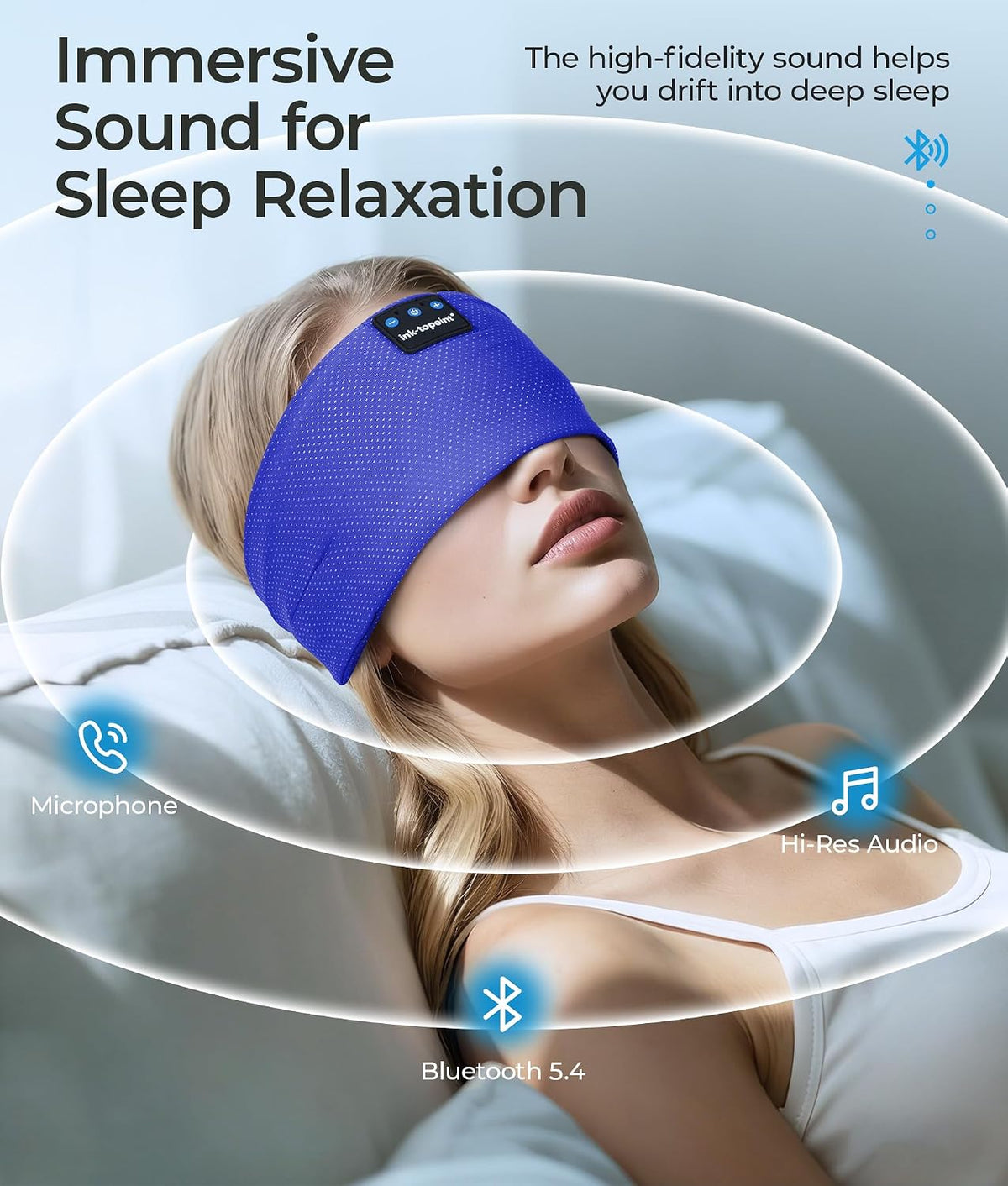 ink-topoint Sleep Headphones Bluetooth Headband, Wireless Sports Earphones