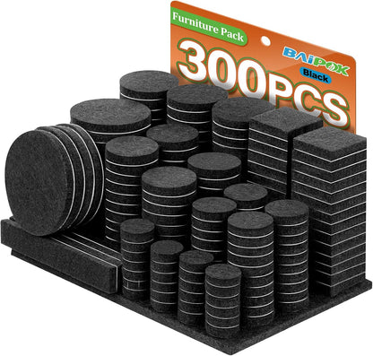 Furniture Pads 300 Pack Furniture Felt Pads for Hardwood Floors, Beige | Huge Quantity Self Adhesive Anti Scratch Floor Protector for Furniture Legs with 60 Cabinet Door Bumpers