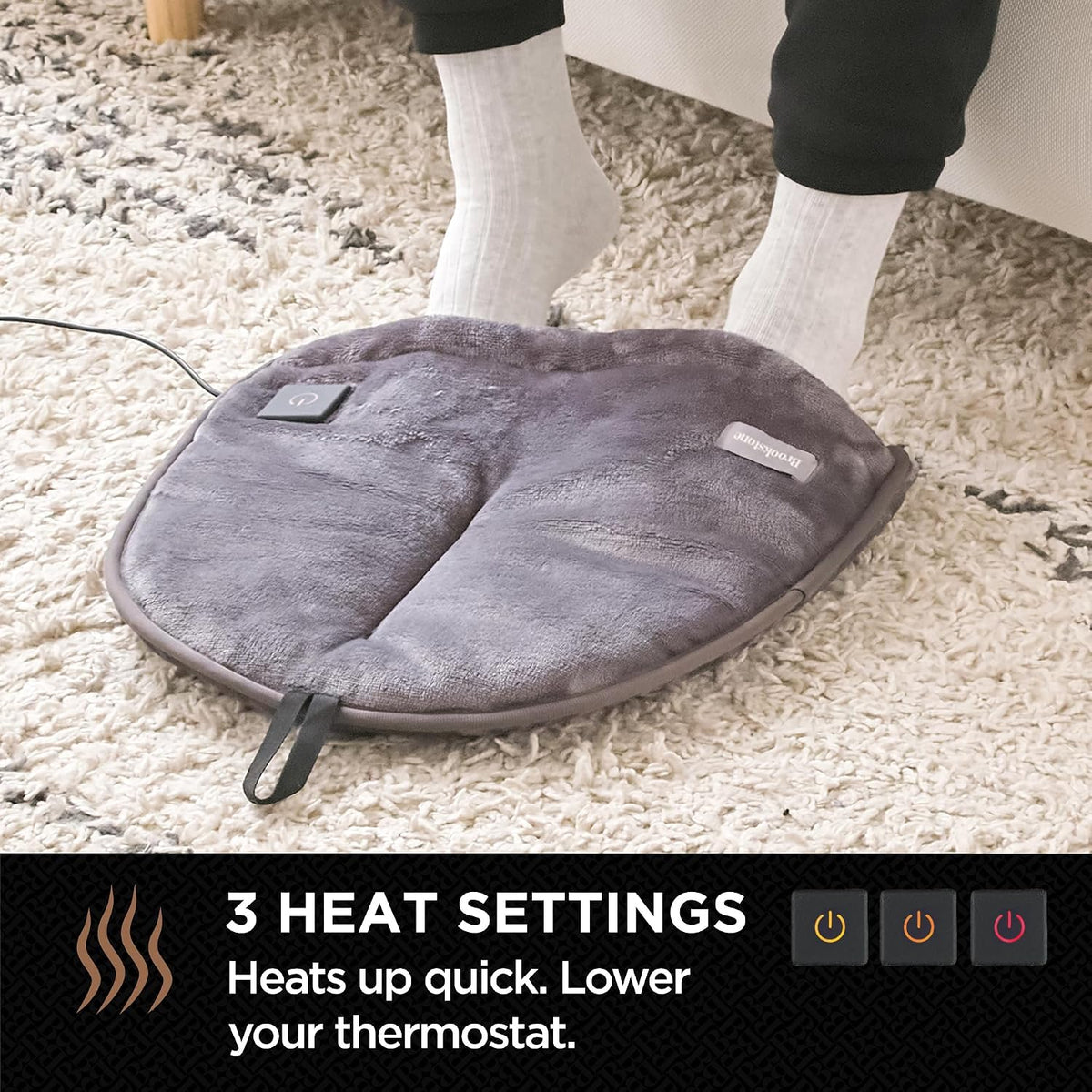 Brookstone Electric Foot Warmer with 4 Heat Settings, Sherpa Lined