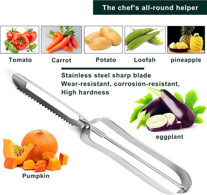Potato Peelers for Kitchen, 2 Pcs, Just Like Mom's old steel Peeler | for Swivel,Metal,Original,Vegetable,Carrot,left and right handed