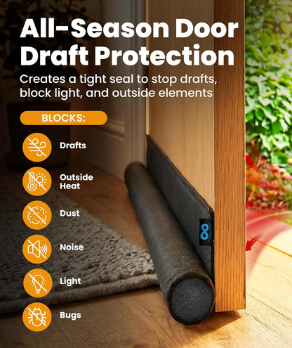 Everlasting Comfort 1 Sided Door Draft Stopper for Bottom of Door - Keeps Cold Air in & Heat Out, 100% Sound Proofing Strip Gap Filler, Quick Install Noise Blocker Sweep for Home - Fits 36" Doors