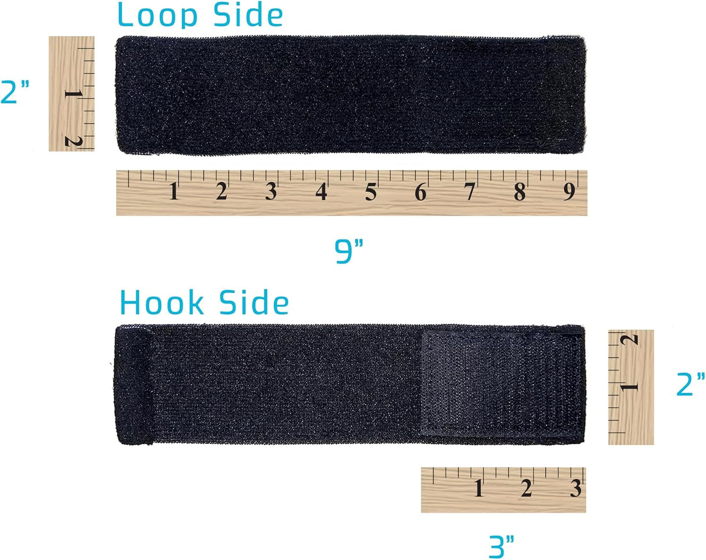 Extender Strap - Multipurpose Elastic Hook and Loop Extension for Ice Packs, Ice Belts, Back/Knee/Ankle Braces, Vests, Wraps, and Belts - Made in USA (2 x 9 Inches)