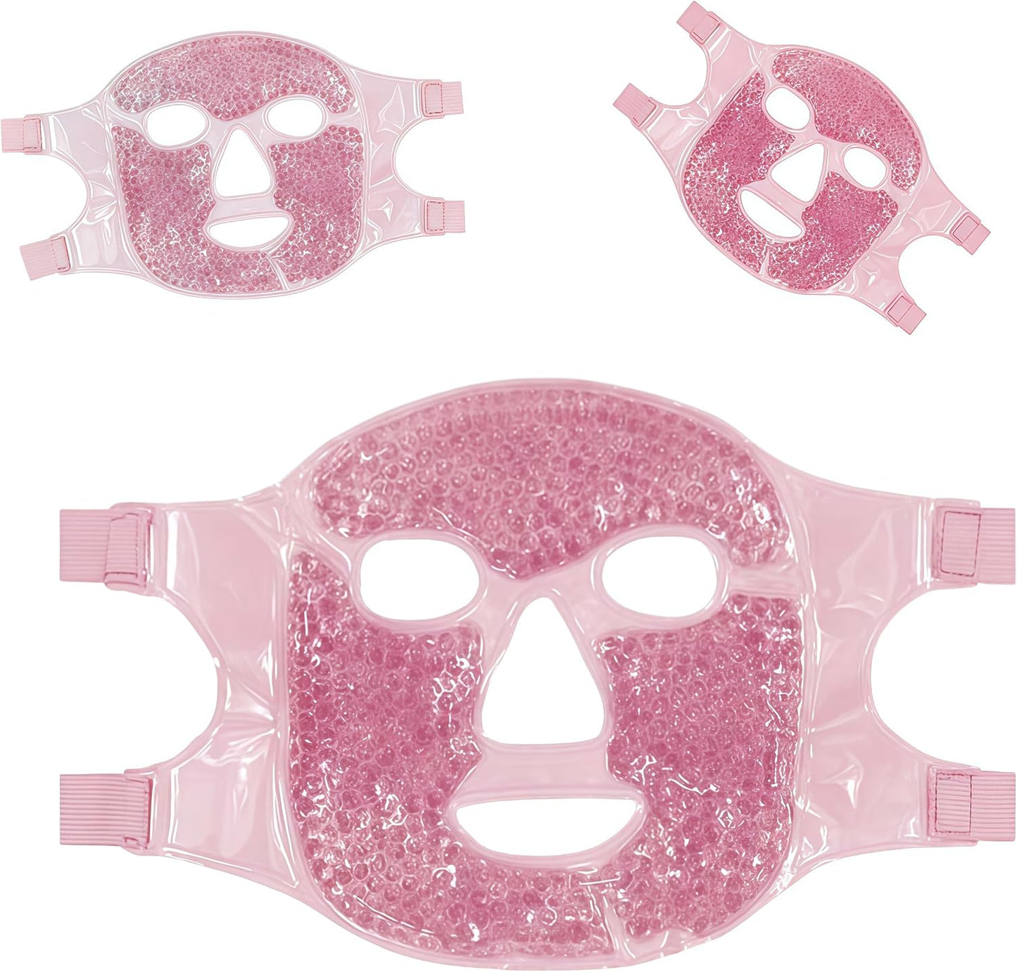 Reusable Gel Bead Cooling Face Mask, Adjustable Strap Ice Facial Mask for Puffiness Relief Skin Care