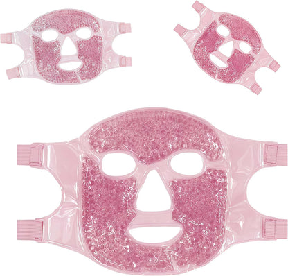Reusable Gel Bead Cooling Face Mask, Adjustable Strap Ice Facial Mask for Puffiness Relief Skin Care
