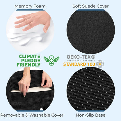 5 STARS UNITED Seat Cushion - Memory Foam Chair Cushion for Tailbone Pain Relief - Ergonomic Support for Coccyx, Sciatica & Butt - Office, Desk & Gaming Chair, Car Seat, Wheelchair, Airplane, Black