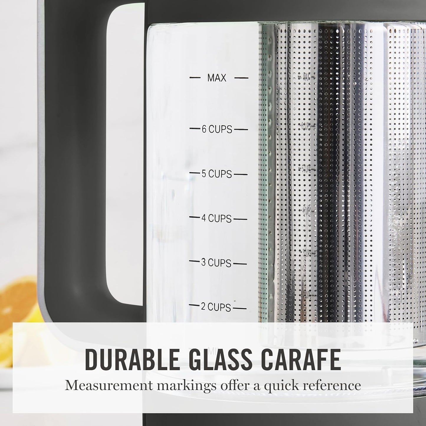 Martha Stewart 1.7L Glass Carafe Electric Kettle with Removable Tea Infuser | 7 Cups, 4 Presets, Rapid Boiling, Stainless Steel Tea Leaf Infuser, Cordless Swivel Base, Keep Warm, Auto Shut-Off, Linen