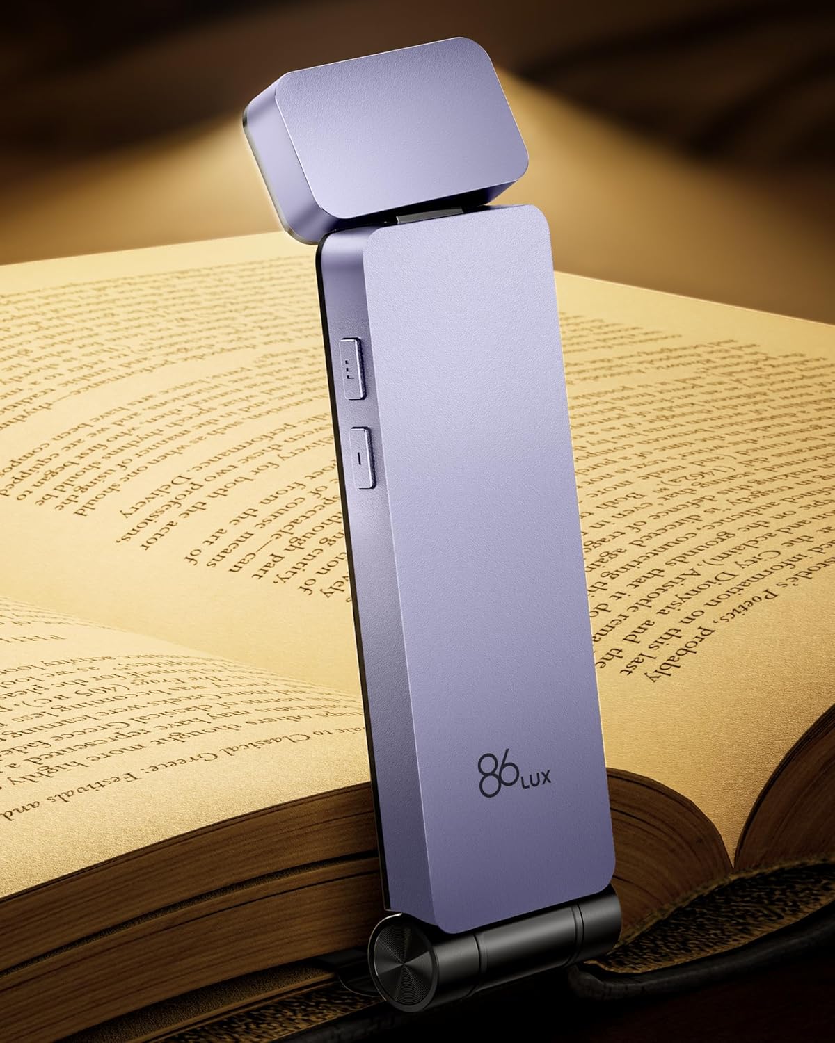 86lux Book Light, Rechargeable Clip-On LED Reading Light for Bed | 3 Color Temperatures with Stepless Dimming, Ultralight Bookmark Design for Book Lovers, Grey