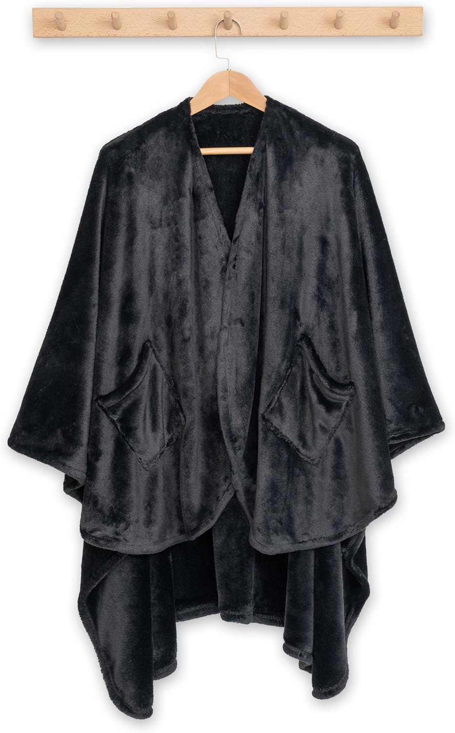 Berkshire Blanket Primalush™ Wearable Blanket, Cozy Loungewear Pocketed Plush Cape Wrap for Adults & Teens(Purple, One Size 58"X64")