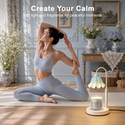 Candle Warmer Lamp with Timer, Modern Farmhouse Candle Warmer for jar Candles, Electric Wax Warmer, Includes 2 Bulbs, Housewarming, Birthday Gift for Women, Mom - White Pleated