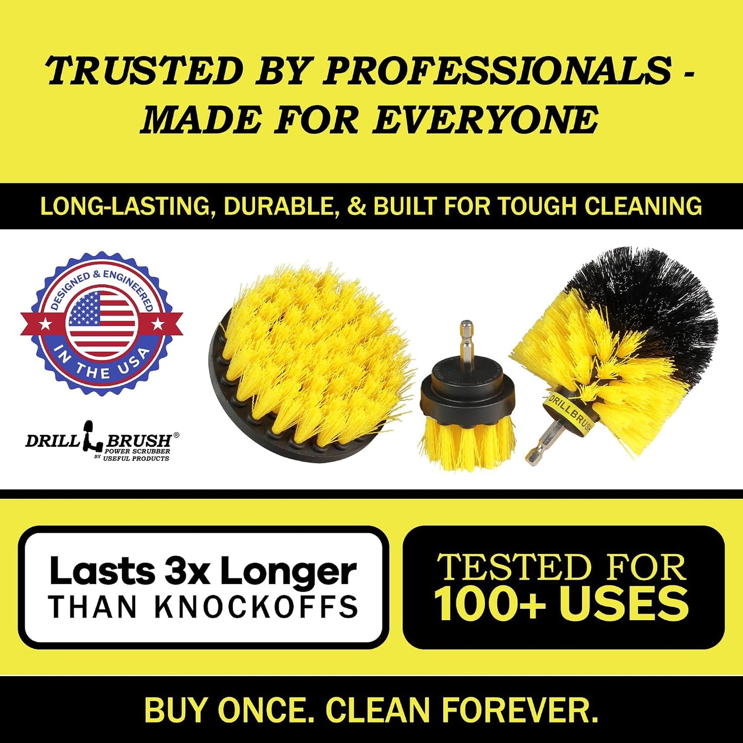 Cordless Power Spin Scrubber Drill Attachment - Electric Dish Scrubber Spin | Medium Drill Brush Attachments for Cleaning Tile, Grout, Dishes, Pots, Pans, Air Fryers, Fish Tanks, Boat Seats & Boat Hulls