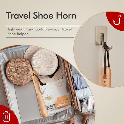 CHOSIN Shoe Horn for Kids Men Women, Portable Shoe Spoon Boot Horn Helper, 2pcs wooden shoehorn for Home or Travel