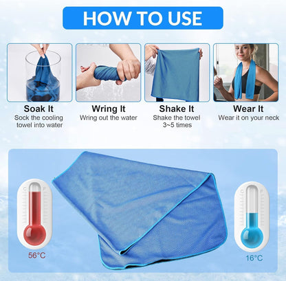 Cooling Towels 8 Pack(40"x12")for Neck and Face, Cooling Neck Wraps for Gym | Sweat wicking, Quick dry, Breathable, Reusable, Absorbent, Cold Towel for Running, Yoga, Travel, Climbing