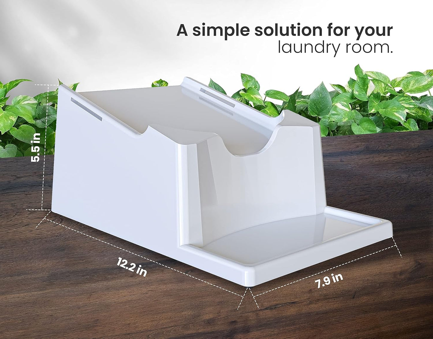 Liquid Laundry Detergent Holder Stand with Drip Tray - 1 Pack - White | Easy Pouring, Rubber Feet, Secure Strap, Angled Stand, Fabric Softener Dispenser for Laundry Room Organization & Storage