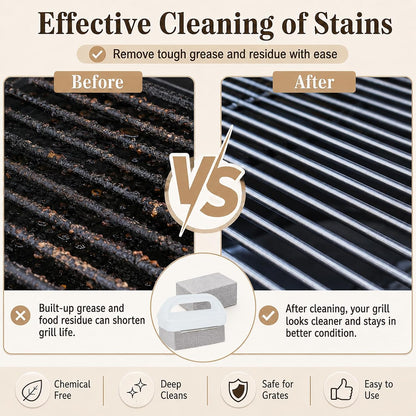 Heavy Duty Grill Cleaning Brick with Handle, Durable Griddle Pumice Stone Cleaning Blocks Removing Stains for Flat Top, Oven, Stove, BBQ Grates, Cookware (3)