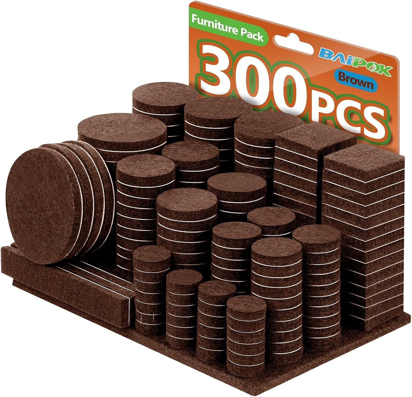 Furniture Pads 300 Pack Furniture Felt Pads for Hardwood Floors, Beige | Huge Quantity Self Adhesive Anti Scratch Floor Protector for Furniture Legs with 60 Cabinet Door Bumpers