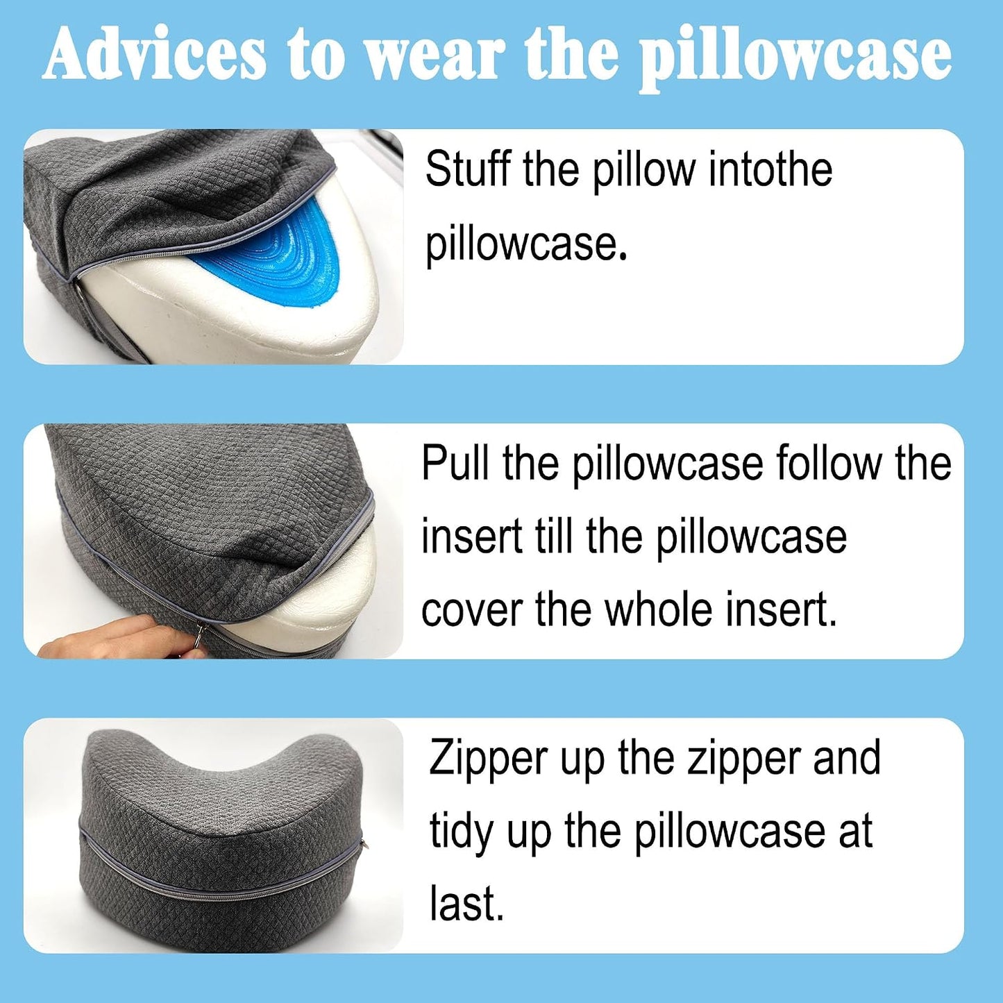 xcivi Soft Pillowcase for Contour Memory Foam Side Sleeper Support Pillow | Pillowcase for Knee Pillow, Reusable & Washable Pillow Cover, Anti-stain Sweat Protective Layer, Extend Pillow Service Life