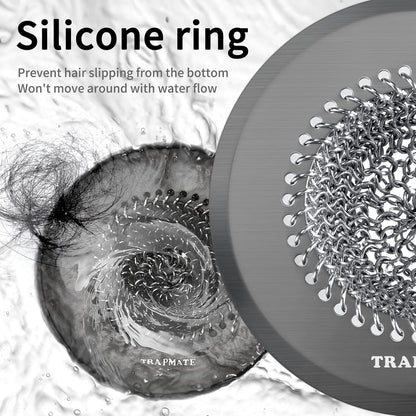 TRAPMATE Shower Drain Hair Catcher, 4.4" Anti-Clogging Bathtub Drain Cover | Easy Flip Cleaning, Traps Hair with Fast Drainage, Anti-Slip Drain Protector Fits Regular & Pop-up Drains (Patented Product)