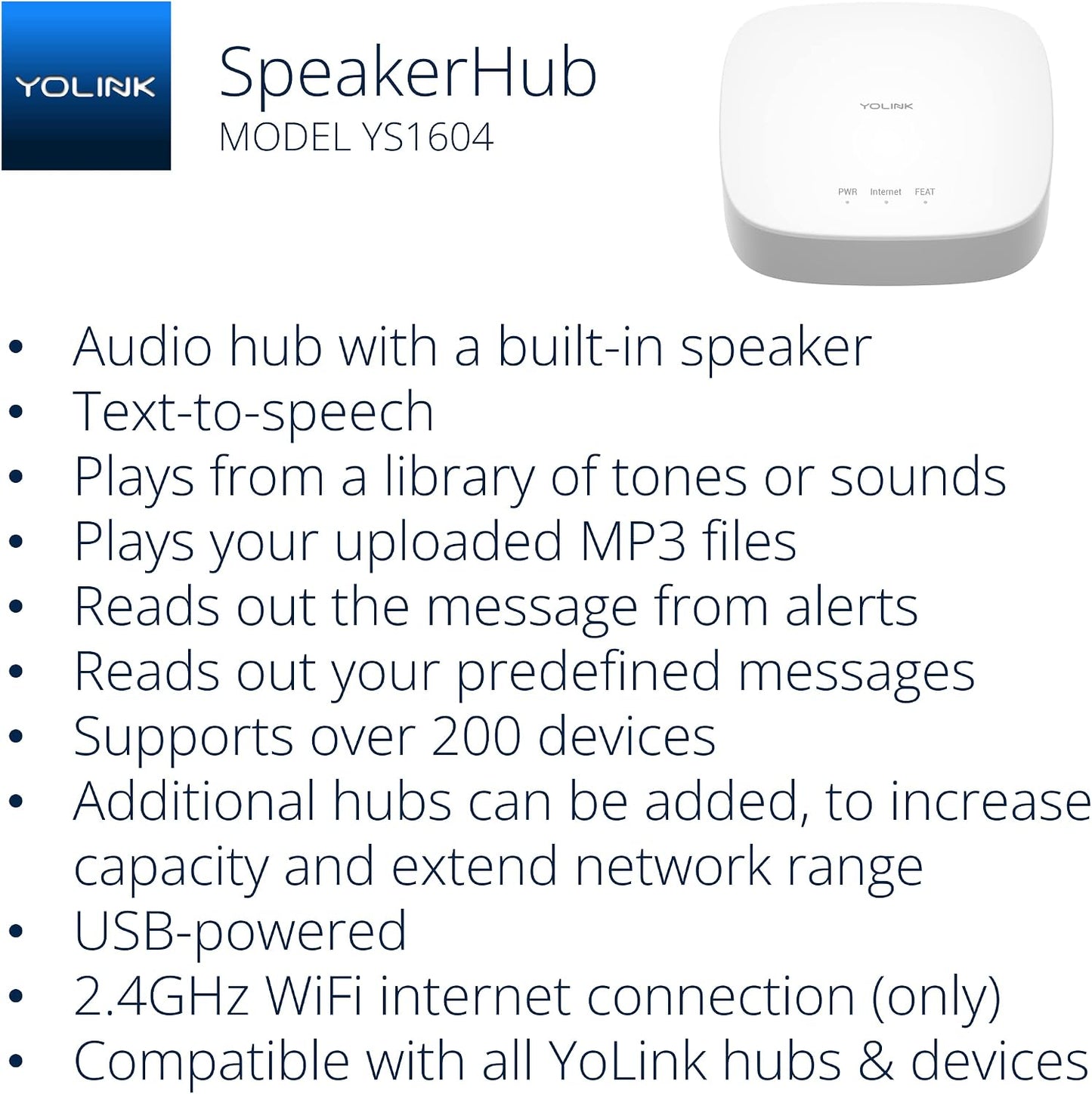 YoLink Smart Home Starter Kit: SpeakerHub & Water Leak Sensor 4 with 105dB Audio Alarm 1-Pack, SMS/Text, Email & Push Notifications, Freeze Warning, LoRa Up to 1/4 Mile Open-Air Range, w/Alexa, IFTTT